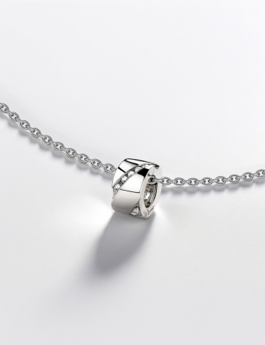 Wrapped in Love women’s pendant in 18k gold with white diamonds, fine jewelry creation by D.Bachet.