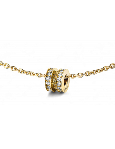 Scroll in Love women’s necklace in yellow gold with yellow sapphires and white diamonds, fine jewelry by D.Bachet.