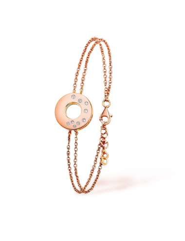 Bracelet femme Cercle Cascade en or rose et diamants, création délicate et intemporelle, joaillerie haut de gamme.