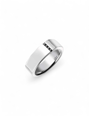 Chevalière homme Spirit en platine sertie de diamants noirs – Design épuré et équilibré signé D.Bachet.