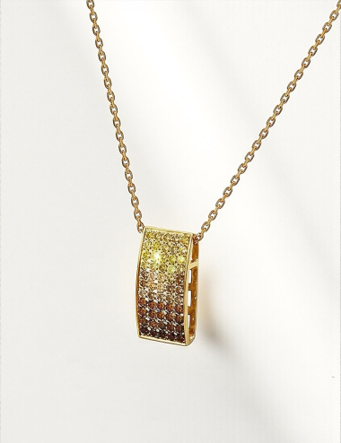 Gold pendant with colored diamonds, luxury D.Bachet jewelry with contemporary design.