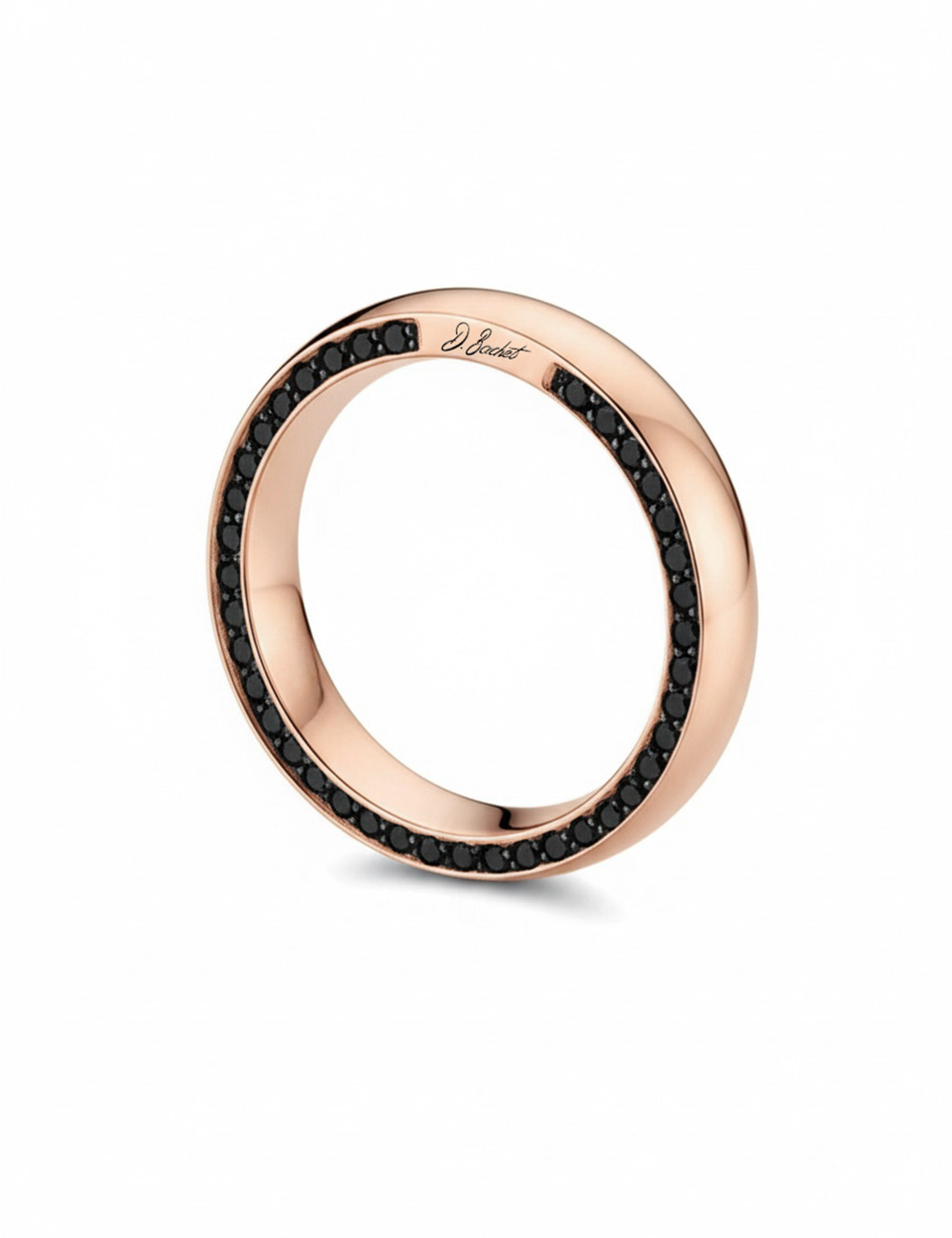 The 'Subtile' women's ring, a reinterpretation of the traditional platinum band, available with black and white diamonds.