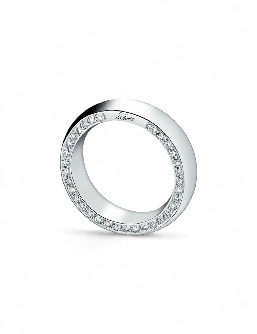 Création joaillière Subtile en platine D.Bachet, alliance pour hommes et femmes, diamants sertis sur un ou deux côtés.