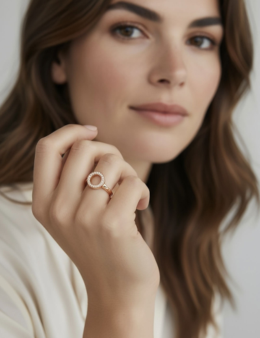 Bague Cercle en or rose D.Bachet, création féminine délicate, éclat doux et moderne.