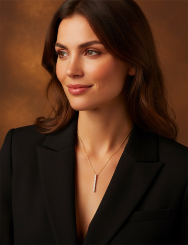 Yellow gold pendant set with 12 diamonds, a D.Bachet jewelry creation with an elegant and timeless design.