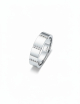 Bridge to Unity wedding band in platinum, featuring a graphic design with white diamonds.