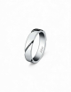 Men’s platinum wedding band with black diamonds set in diagonal lines, contemporary design, worn on the ring finger.