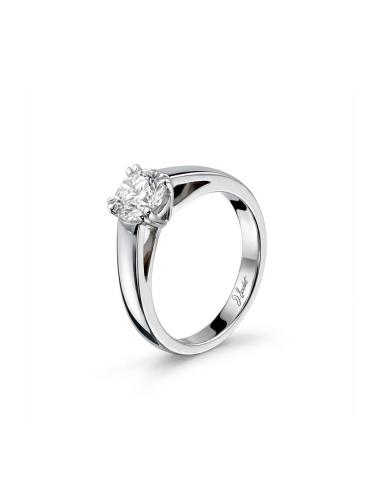 Bague solitaire avec diamant blanc naturel de 0,50 carat sur monture en platine.