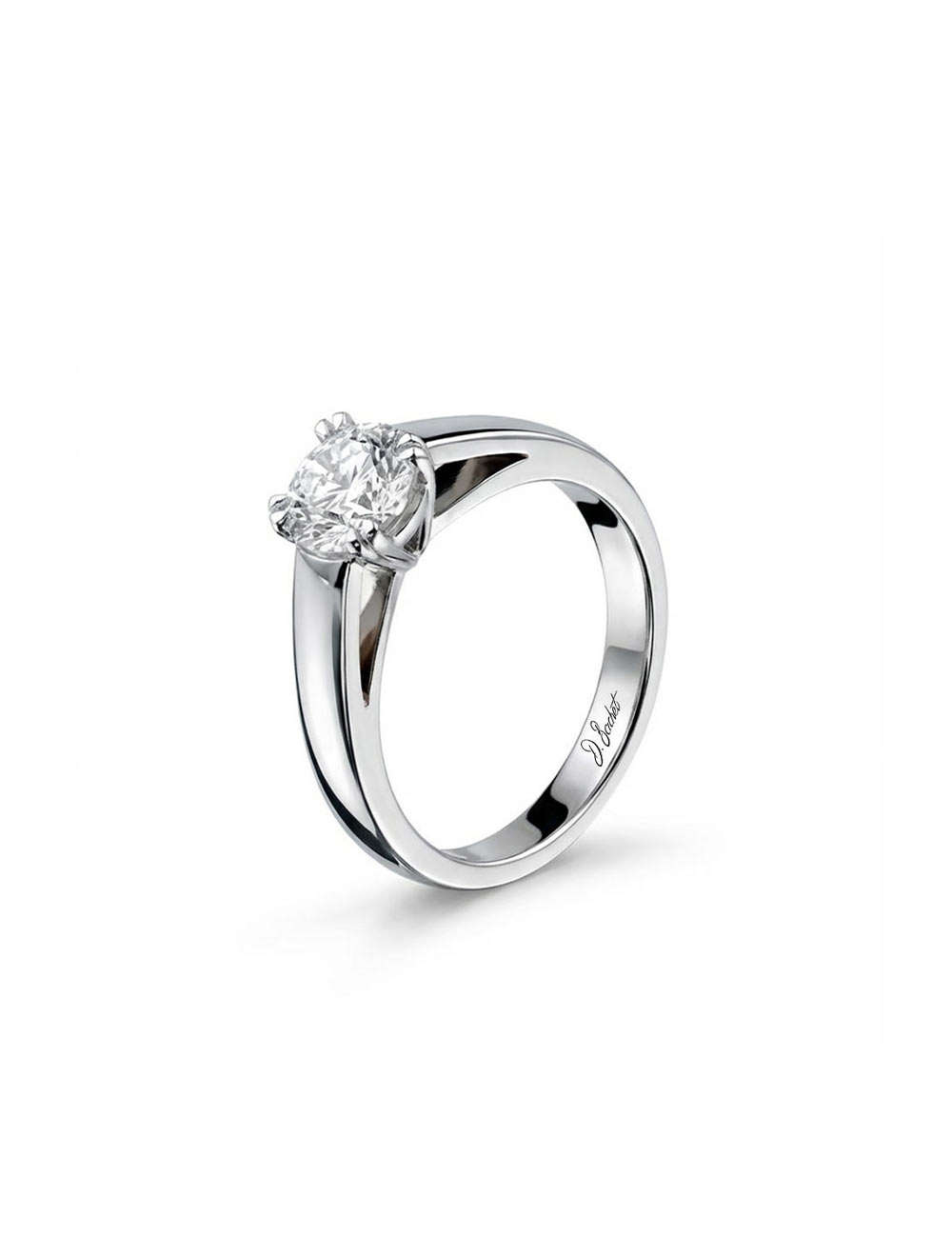 0.50 carat white diamond solitaire engagement ring in platinum.