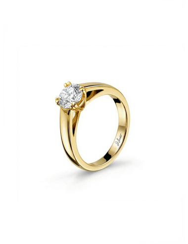 Bague solitaire en or jaune avec diamant blanc naturel de 0,50 carat.