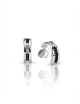 White gold half hoop earrings with black and white diamonds, architectural design by D.Bachet.