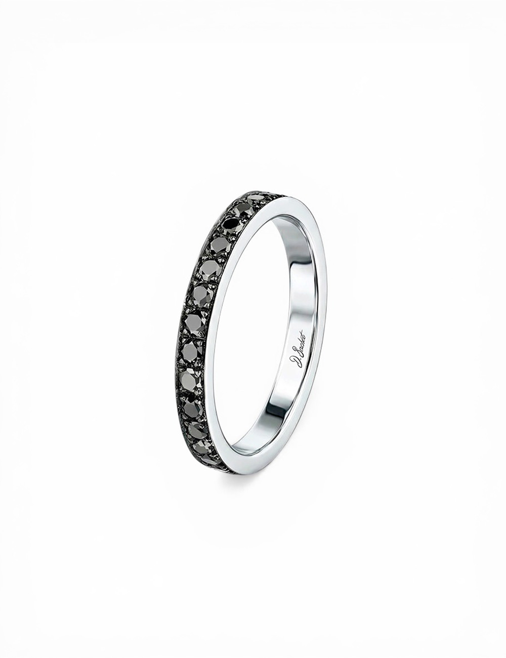 Alliance platine diamants noirs 0,03 ct homme femme