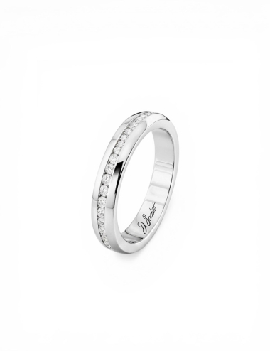 Women's platinum full eternity white diamond band.