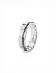Men's platinum wedding band with offset black diamonds.