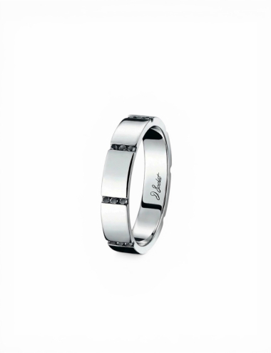 Men's platinum black diamond architectural band.