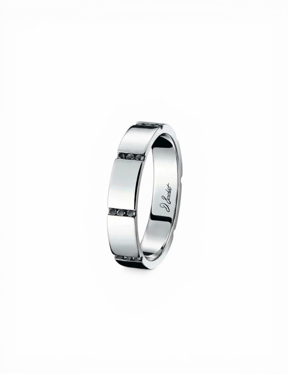 Men's platinum black diamond architectural band.