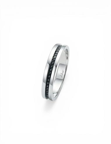 Alliance homme platine diamants noirs Sense of Light 4,5 mm