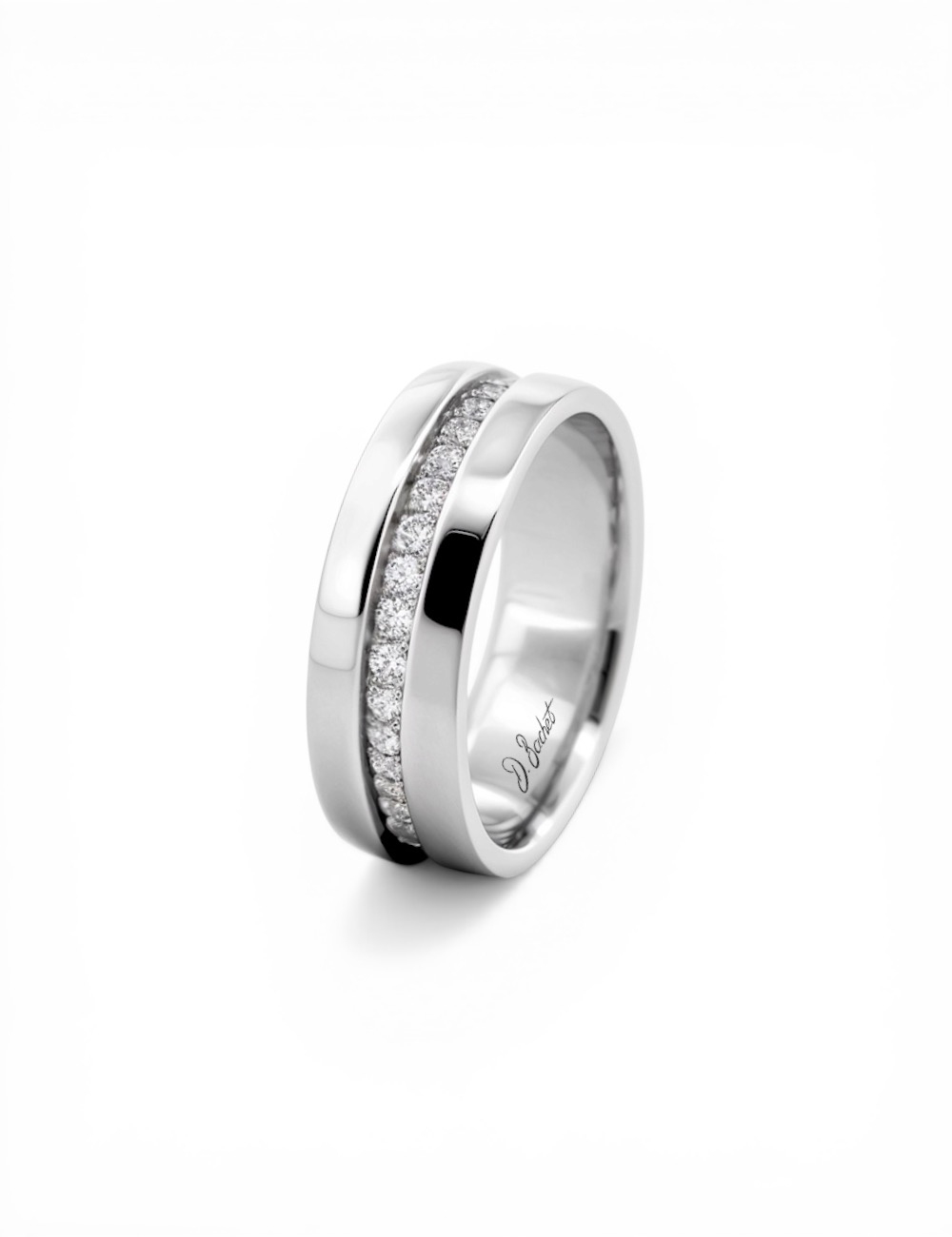 Alliance femme platine diamants blancs 7 mm Sense of Light.