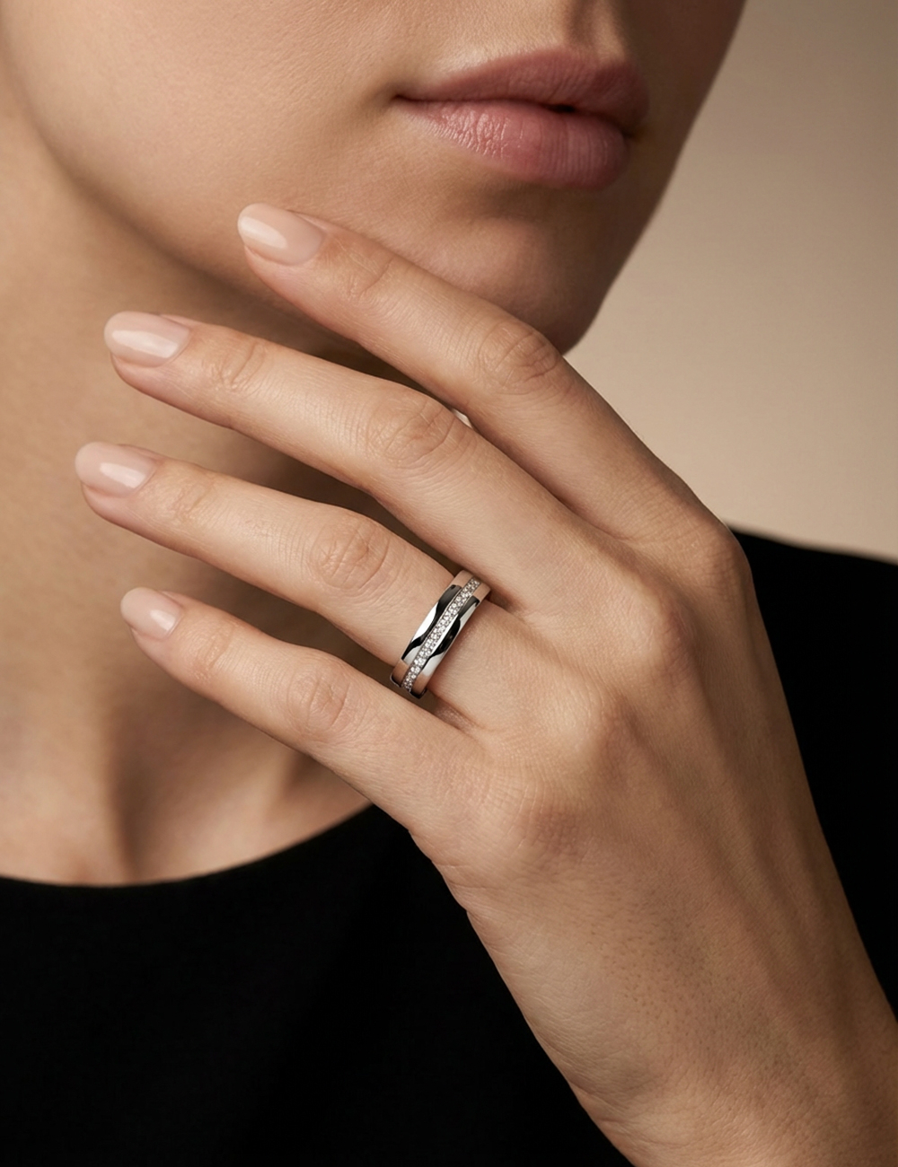 Alliance femme platine diamants blancs 6 mm Sense of Light D.Bachet.