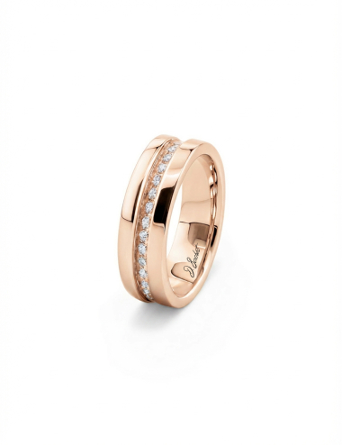 Women's modern rose gold white diamond wedding band 6mm Sense of Light.