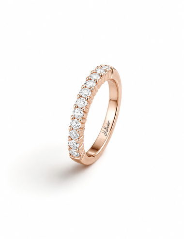 Passion half eternity diamond wedding band in 18k rose gold — D.Bachet