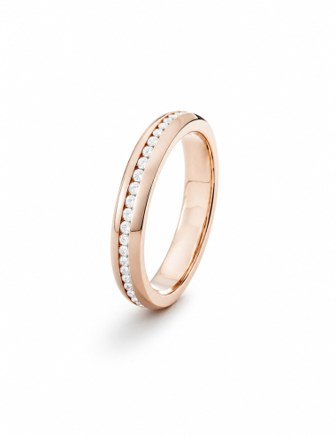 A Way to Love women's wedding band in rose gold and white diamonds, 3.5 mm width — D.Bachet.