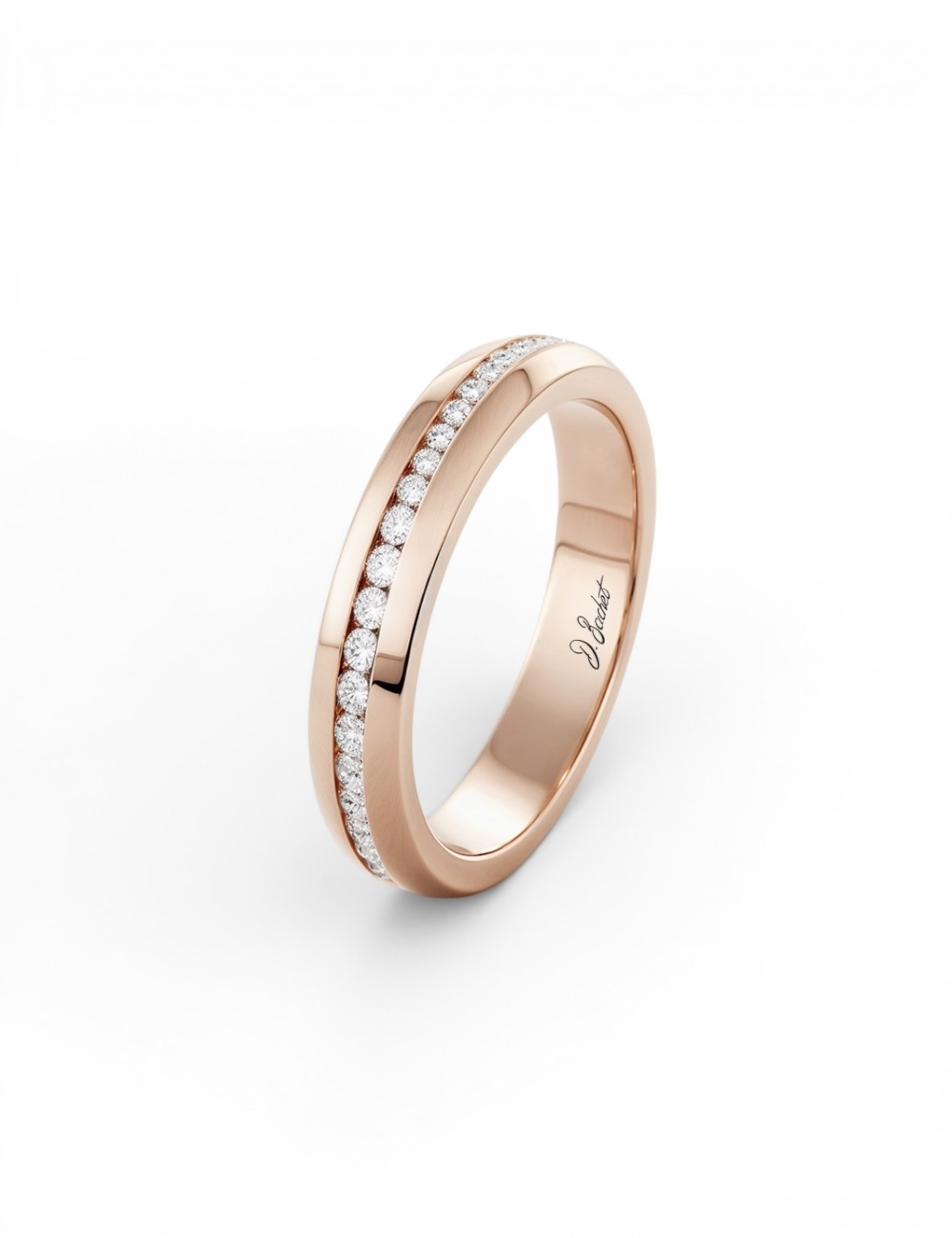 Alliance jonc en or rose 18k sertie d’un tour complet de diamants blancs naturels, 4 mm, A Way to Love D.Bachet.