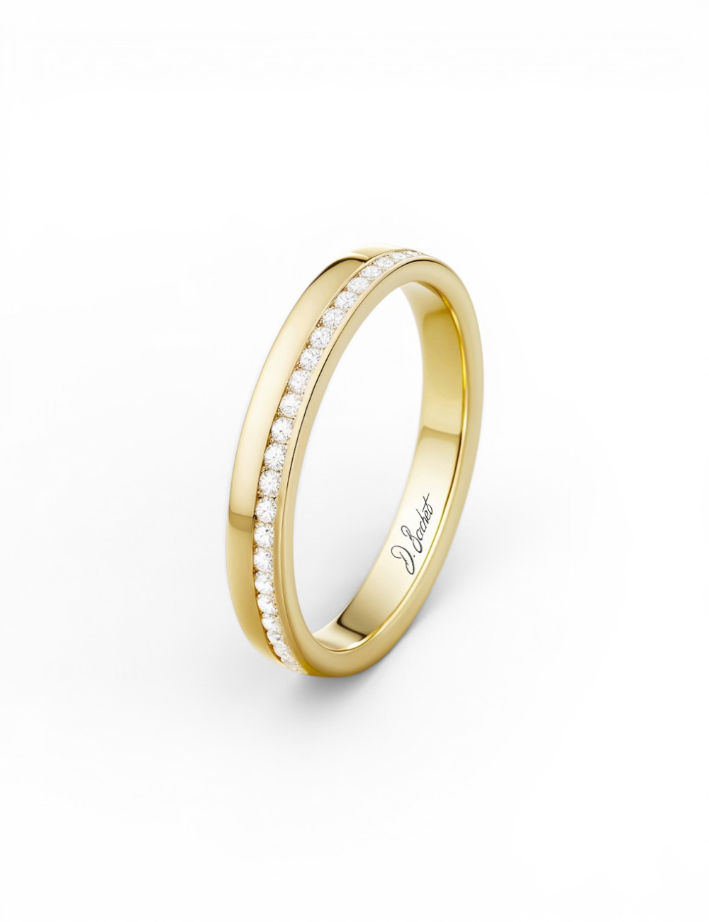 Sweet Side of Love yellow gold and white diamonds wedding band for women – Maison Bachet.