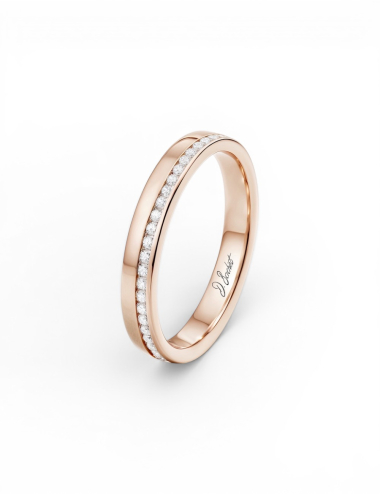 Sweet Side of Love thin wedding band for women in rose gold and white diamonds – Maison Bachet.