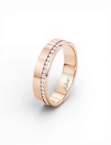 Alliance de mariage luxe pour femme Sweet Side of Love en or rose et diamants blancs tour complet – D.Bachet.