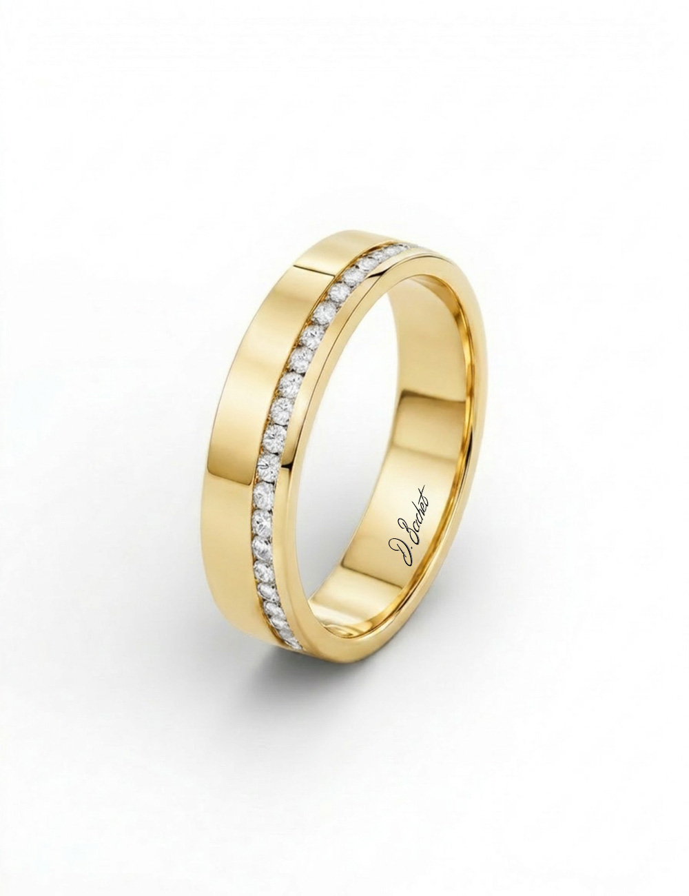 Sweet Side of Love luxury yellow gold and white diamonds full eternity wedding band for women – D.Bachet.