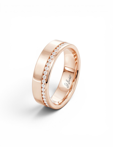 Sweet Side of Love luxury rose gold and white diamonds full eternity wedding band for women, 6mm width – D.Bachet.