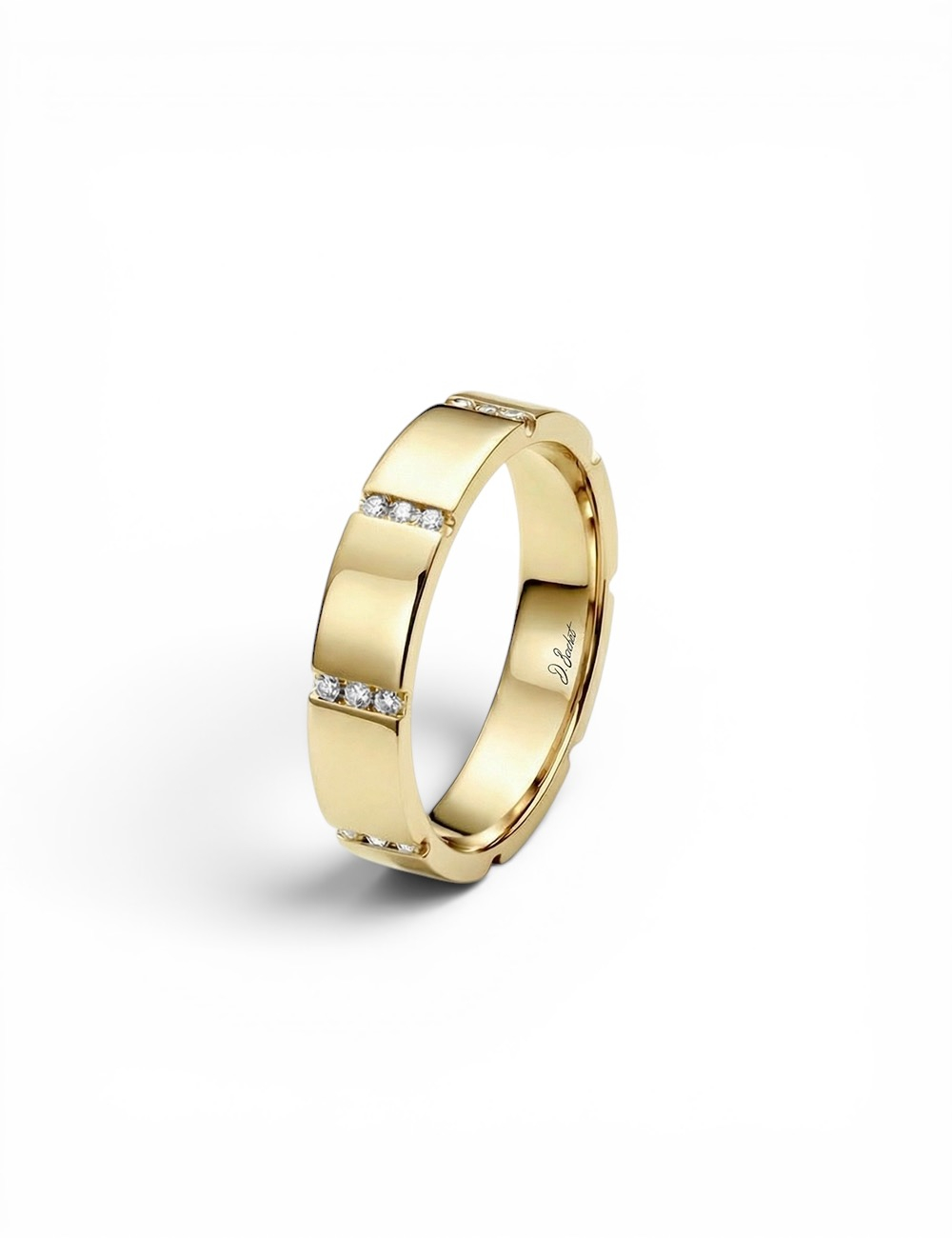 A Bridge to Unity luxury yellow gold and white diamonds wedding band for women, 5mm width – D.Bachet.