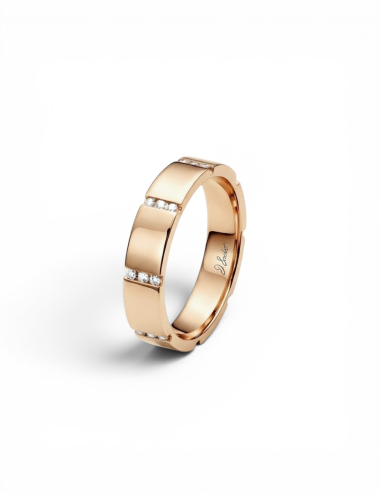 A Bridge to Unity luxury rose gold and white diamonds wedding band for women, 5mm width – D.Bachet.