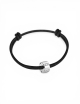 Women's black cord bracelet in white gold with 5 rows of white diamonds A Bridge to Unity D.Bachet.