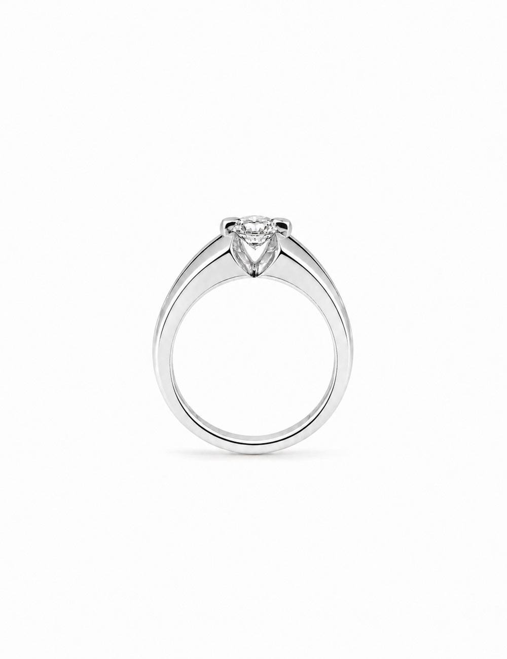 Sweet Side platinum solitaire engagement ring set with a 0.50 carat natural white diamond and architectural design.