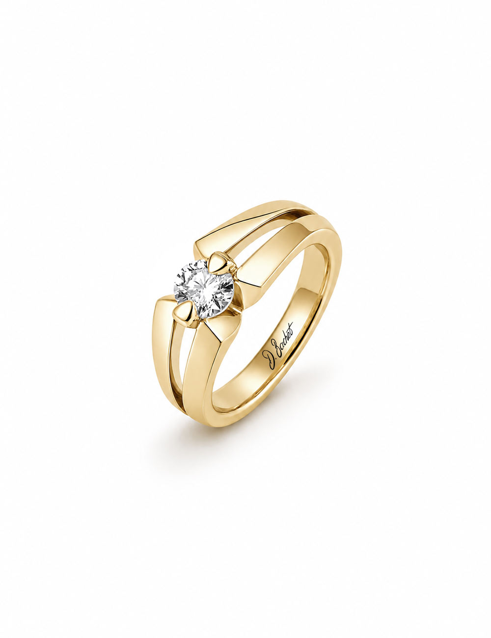 Sweet Side 18k yellow gold solitaire engagement ring set with a 0.50 carat natural white diamond.