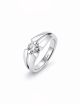 Sweet Side platinum solitaire engagement ring set with a 0.50 carat natural white diamond and architectural design.