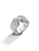 Bague Shine Grand Modèle D.Bachet en platine avec diamant taille princesse et pavage diamants blancs.