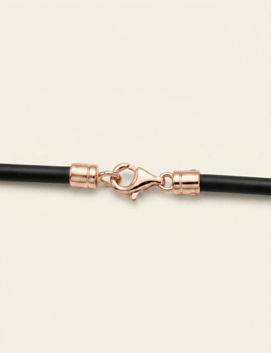 18k rose gold lobster clasp on black cord, Maison D.Bachet.