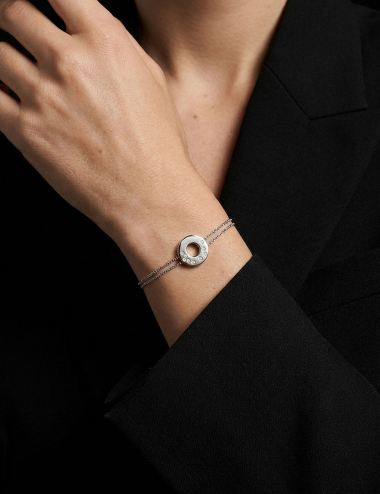 Women’s 18k white gold and white diamond bracelet worn on the wrist – D.Bachet