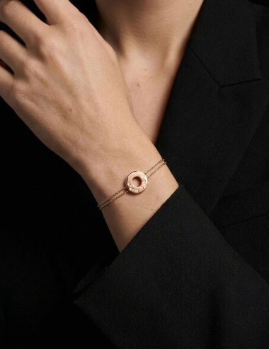 Women’s 18k rose gold and white diamond bracelet worn on the wrist – D.Bachet