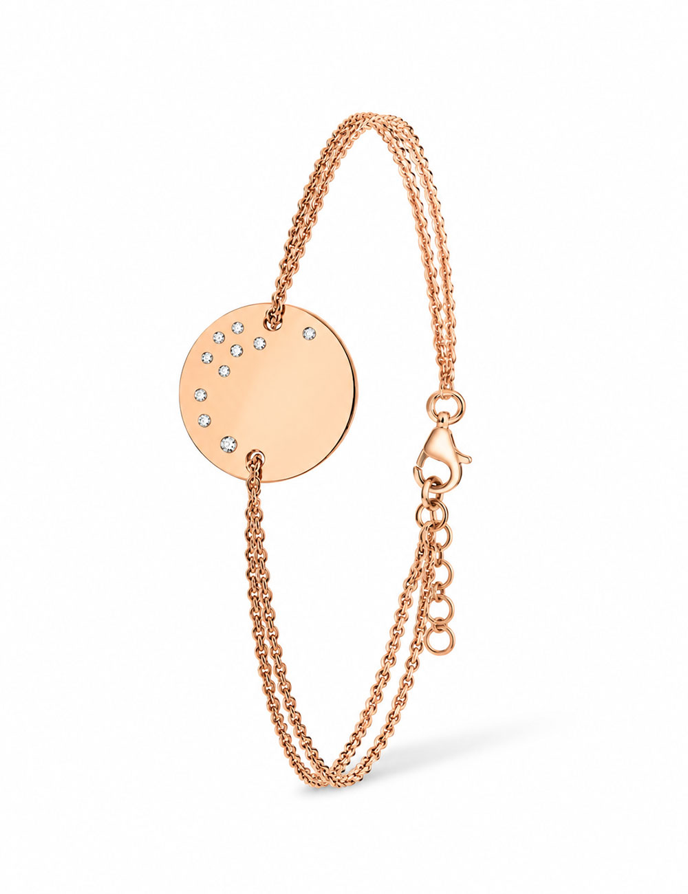 Bracelet femme Médaillon Cascade en or rose 18 carats et diamants blancs – D.Bachet.