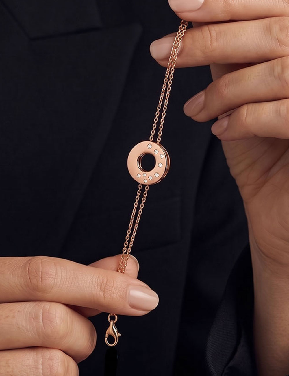 Women’s bracelet in 18k rose gold and white diamonds – D.Bachet.