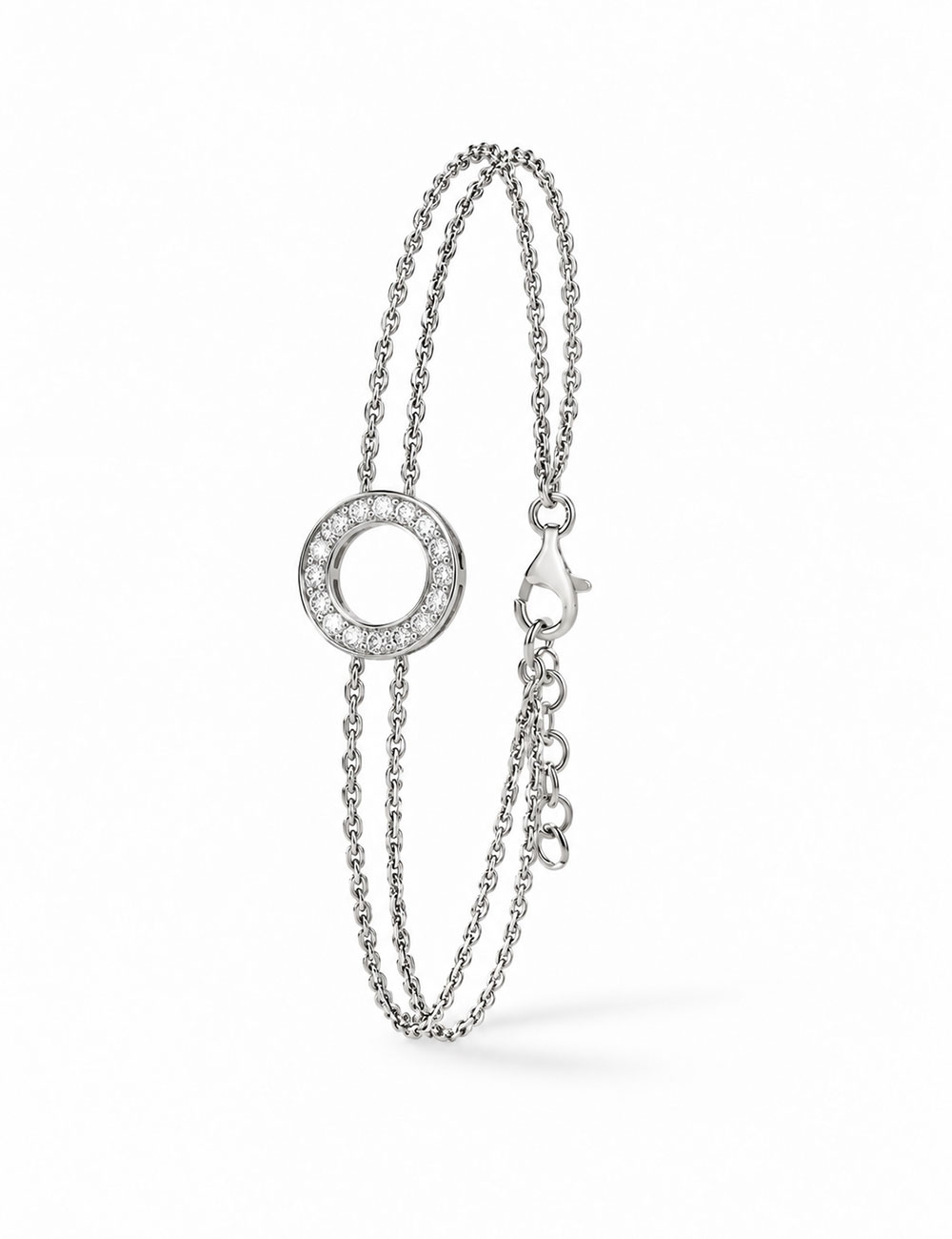 Cercle women’s circle bracelet in 18k white gold with white diamonds.