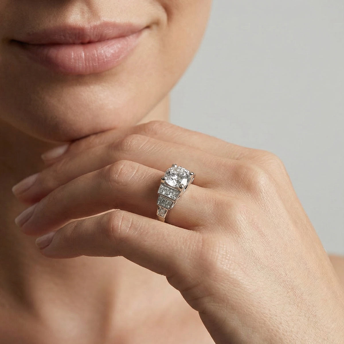 Bague de fiançailles diamant blanc Empire