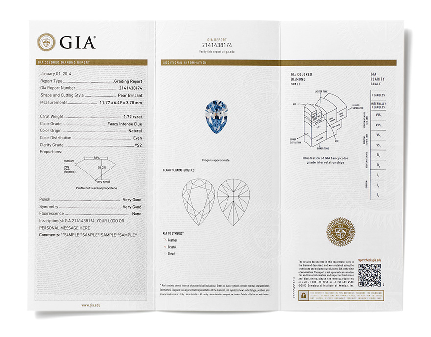 GIA certificat colored diamond