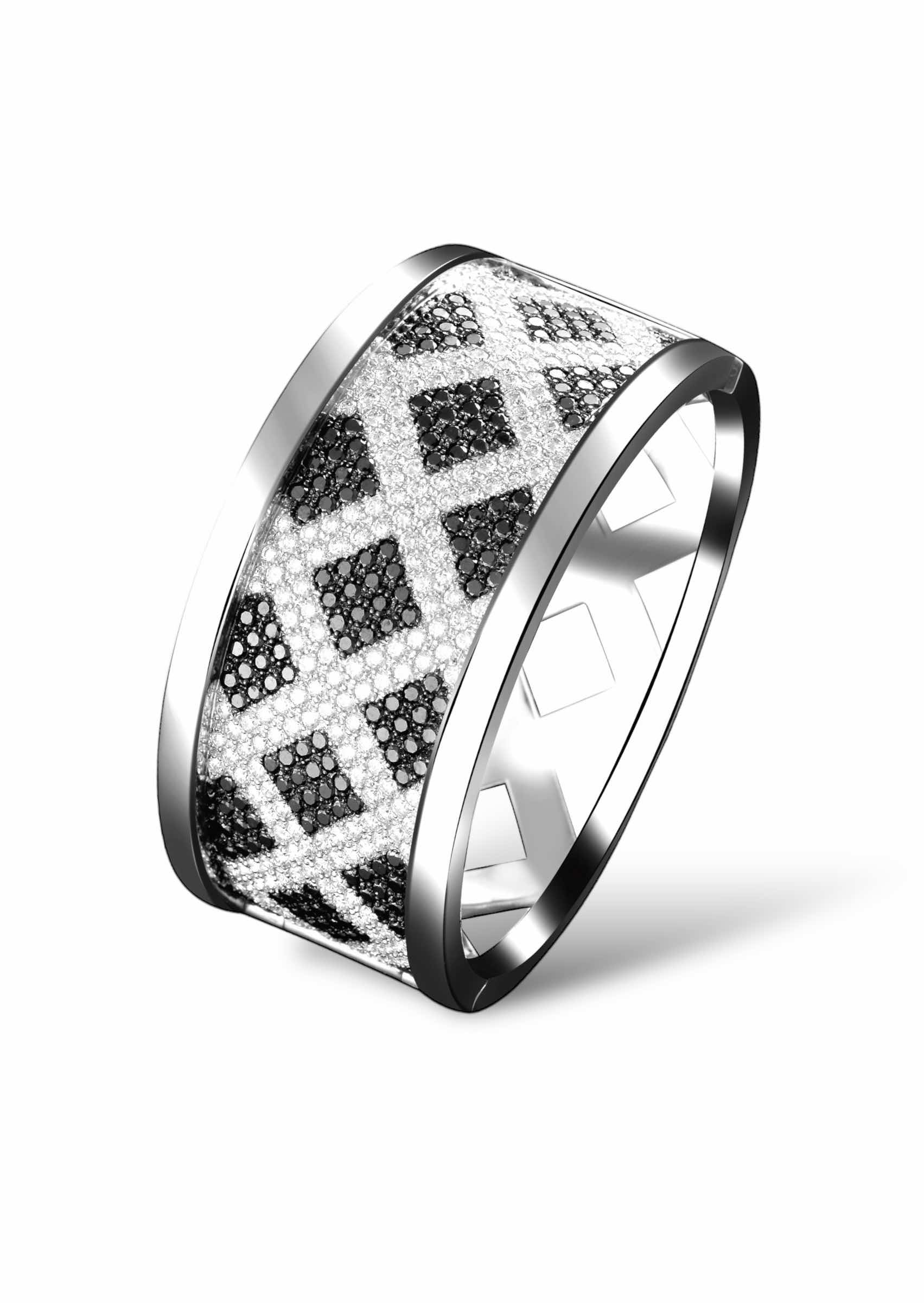 D.Bachet's Couture Cuff in white gold with black and white diamonds, a symbol of excellence in high jewelry.