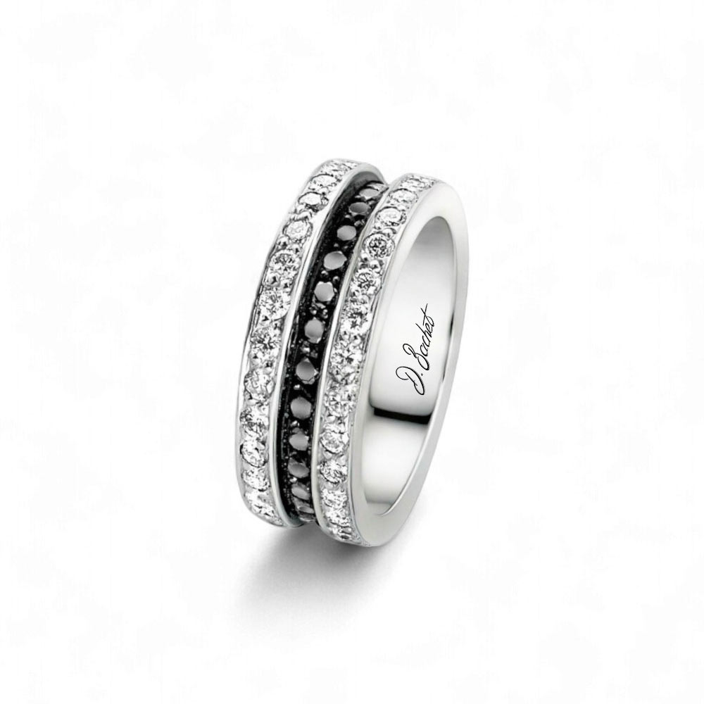 Alliance femme pavage diamant grains platine