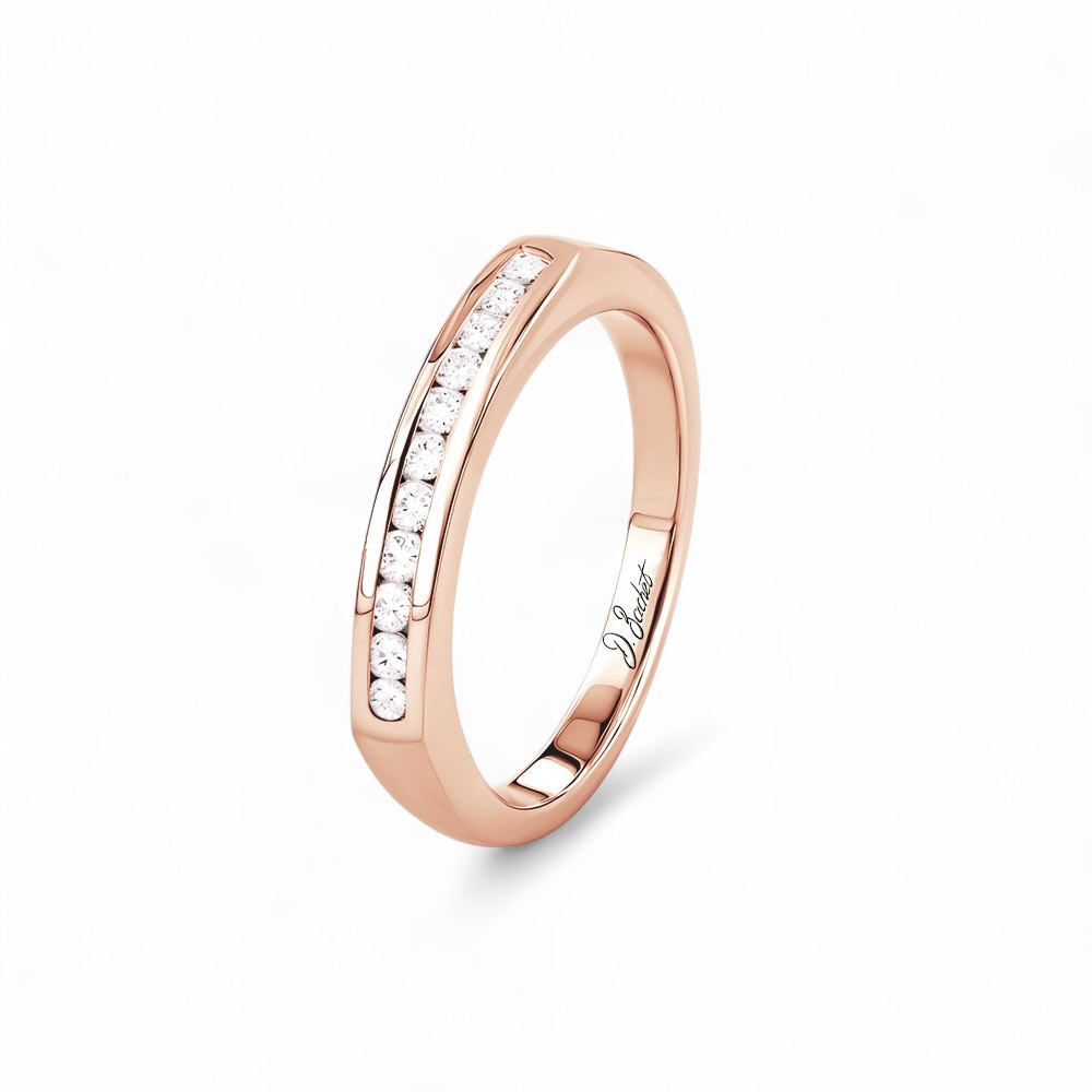 Alliance femme diamant rail or rose 18 carats
